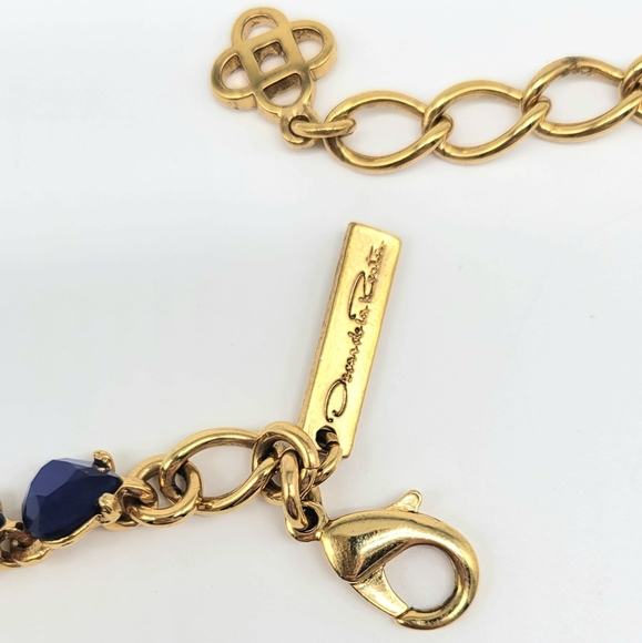 Oscar de la Renta Cobalt Blue Swarovski Crystal Flower Statement Necklace - Picture 13 of 14